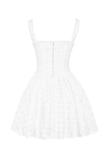 Brigitte White Cotton Broderie Anglais Corset Mini Dress