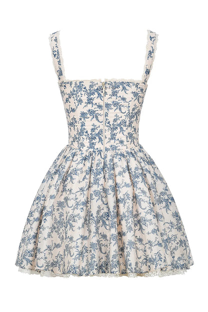 Brigitte English Porcelain Print Corset Mini Dress