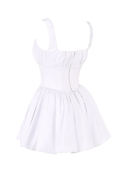 Le Puff White Cotton Tulle Mini Dress