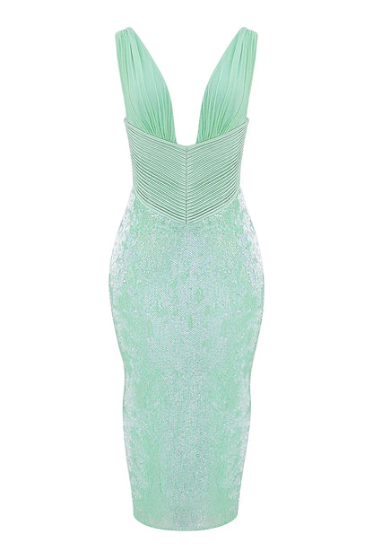 Thala Seafoam Sequin Corset Midi Dress