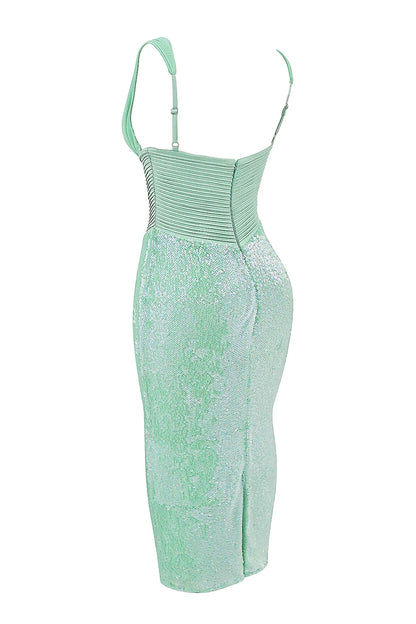 Thala Seafoam Sequin Corset Midi Dress