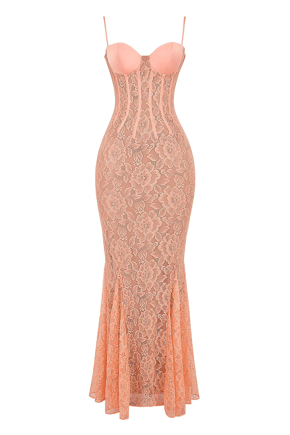 Cordelia Sorbet Lace Godet Maxi Dress