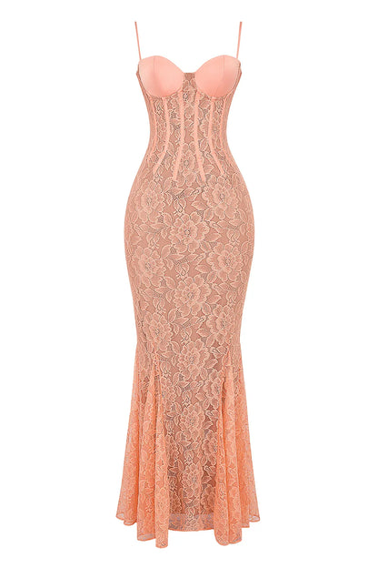 Cordelia Sorbet Lace Godet Maxi Dress