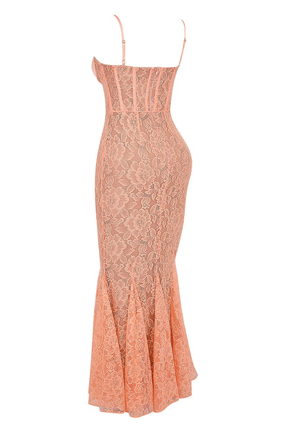 Cordelia Sorbet Lace Godet Maxi Dress
