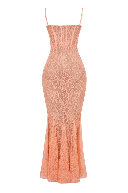 Cordelia Sorbet Lace Godet Maxi Dress