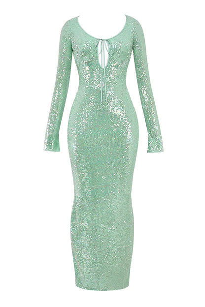 Titania Seafoam Sequin Maxi Gown