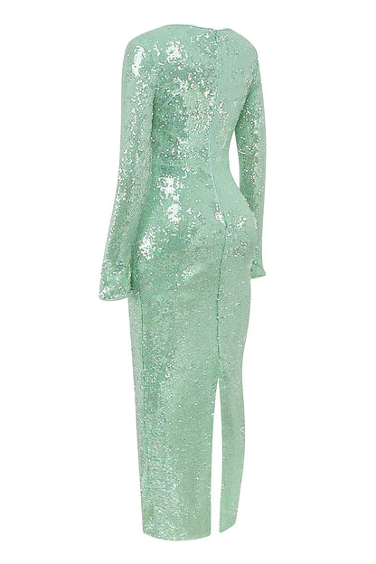 Titania Seafoam Sequin Maxi Gown