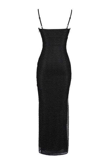 Calla Black Pearl Embellished Maxi Dress