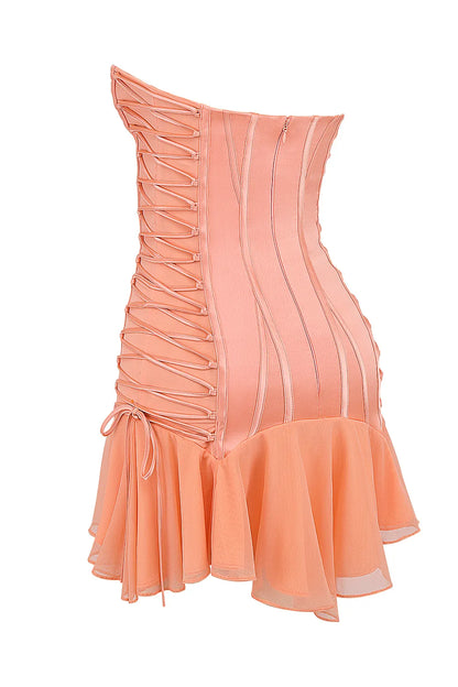 Sirena Sorbet Satin Strapless Mini Dress