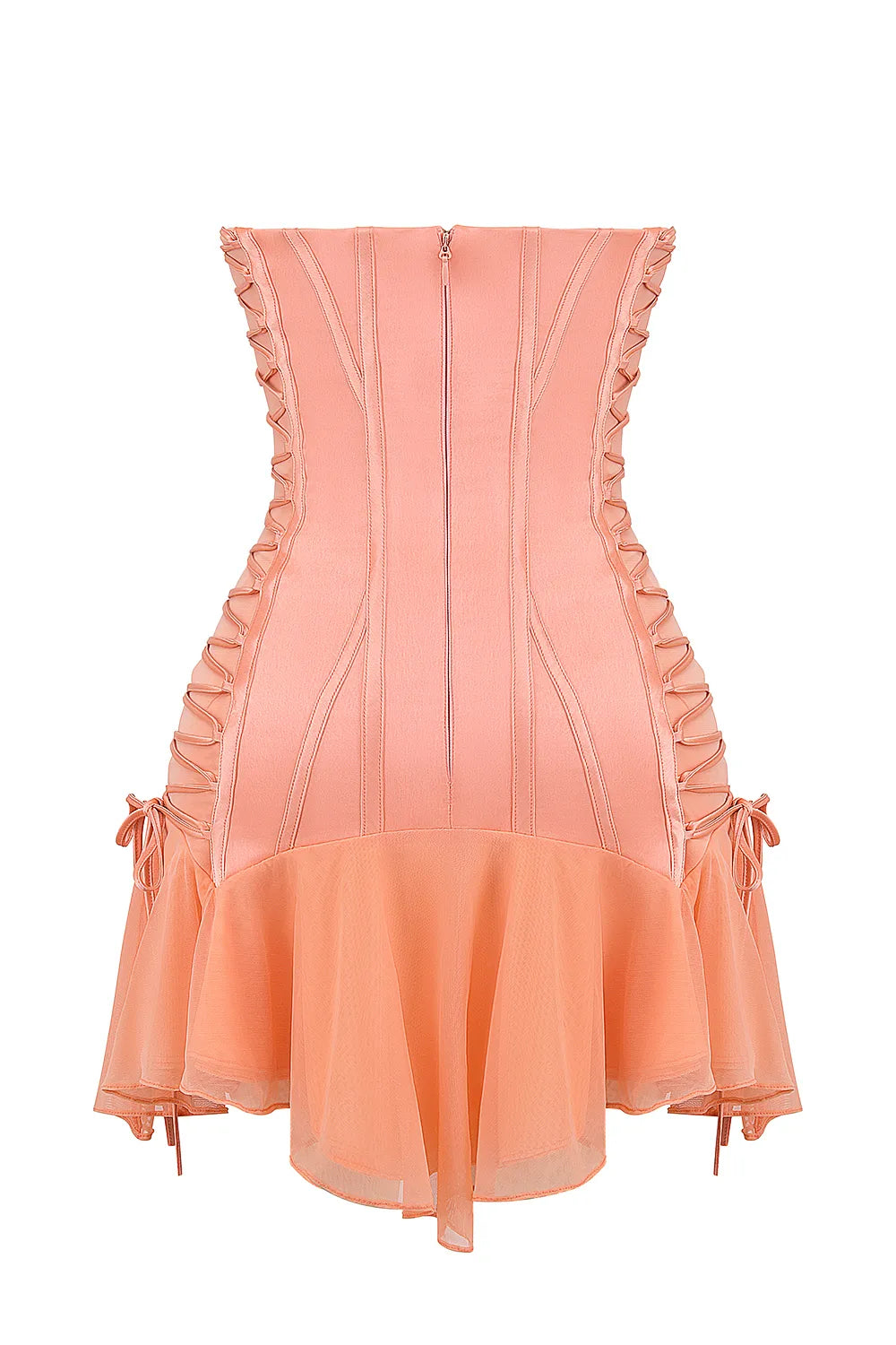 Sirena Sorbet Satin Strapless Mini Dress