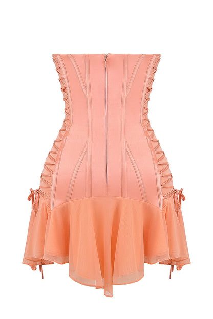 Sirena Sorbet Satin Strapless Mini Dress