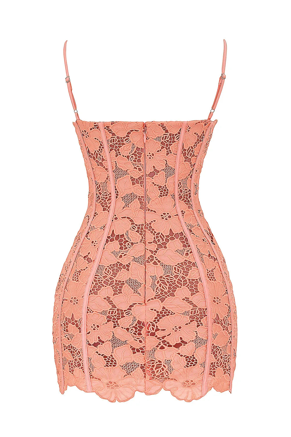 Ilayda Sorbet Embroidered Floral Lace Mini Dress