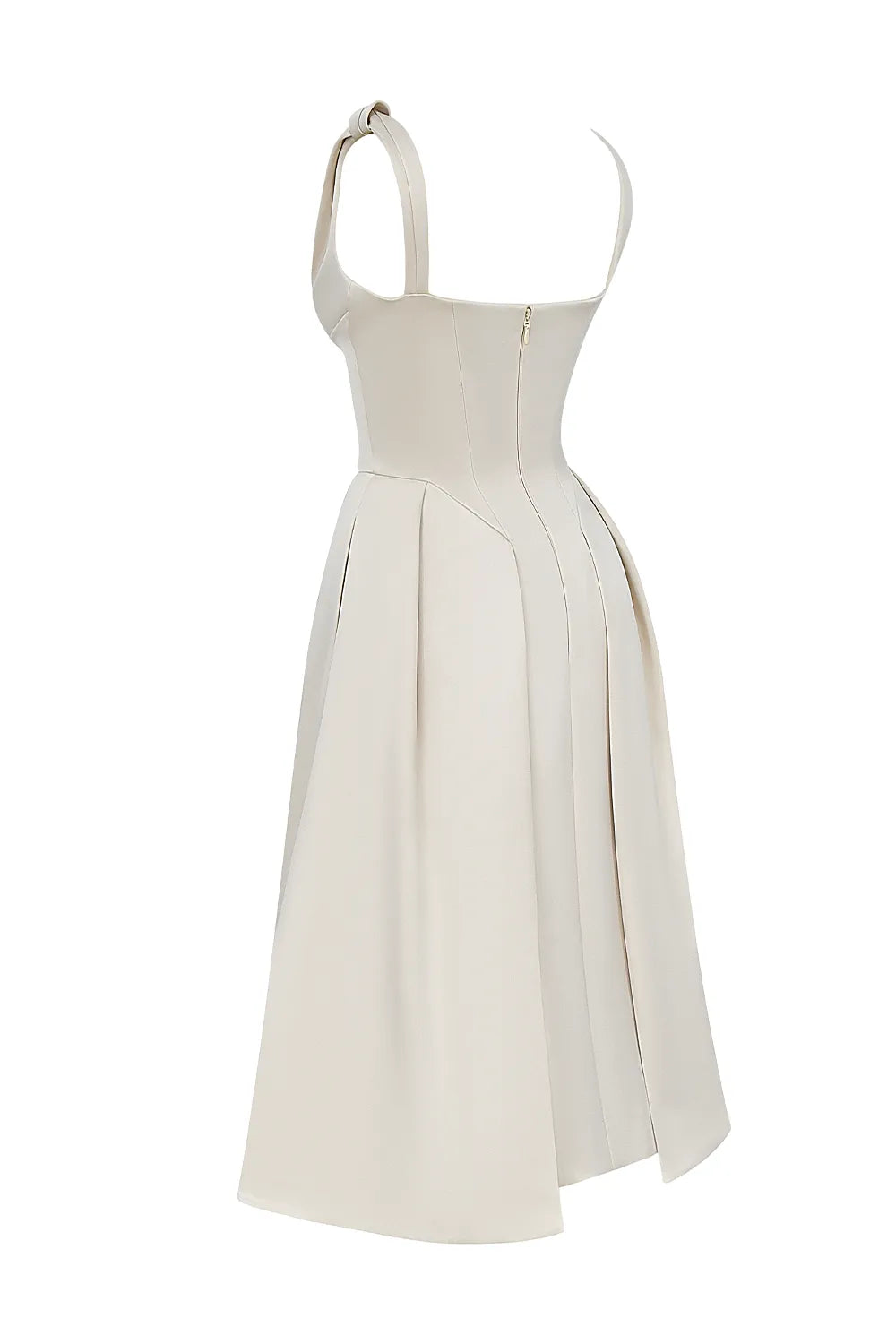Paloma Vintage Cream Satin Pleated Midi Dress