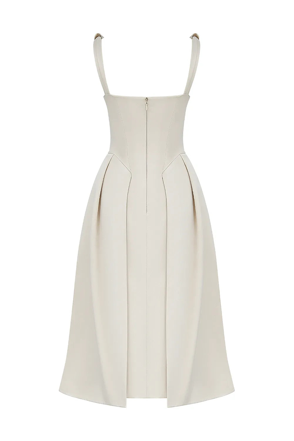 Paloma Vintage Cream Satin Pleated Midi Dress
