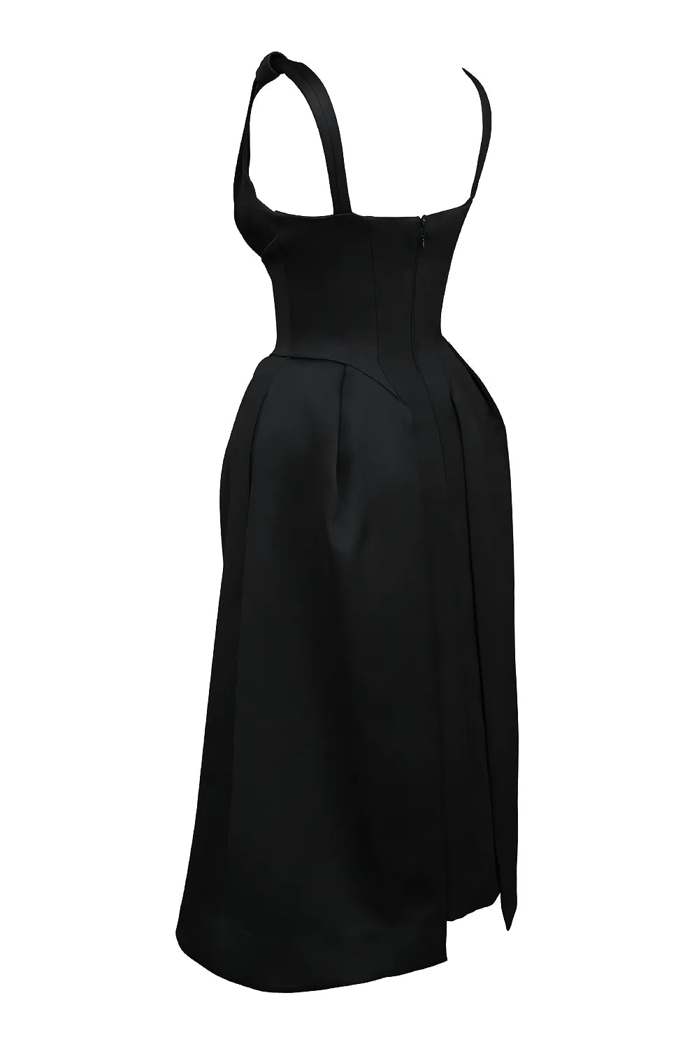 Paloma Black Satin Twist Strap Midi Dress