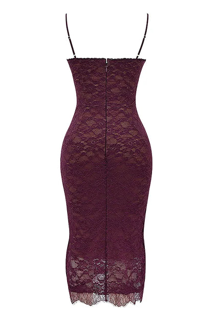 Melina Mulberry Lace Midi Dress