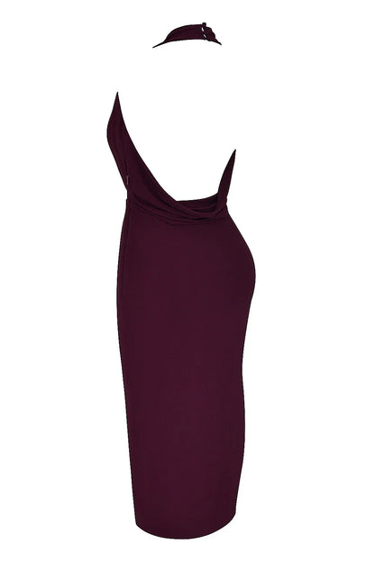 Florentina Merlot Draped Midi Dress