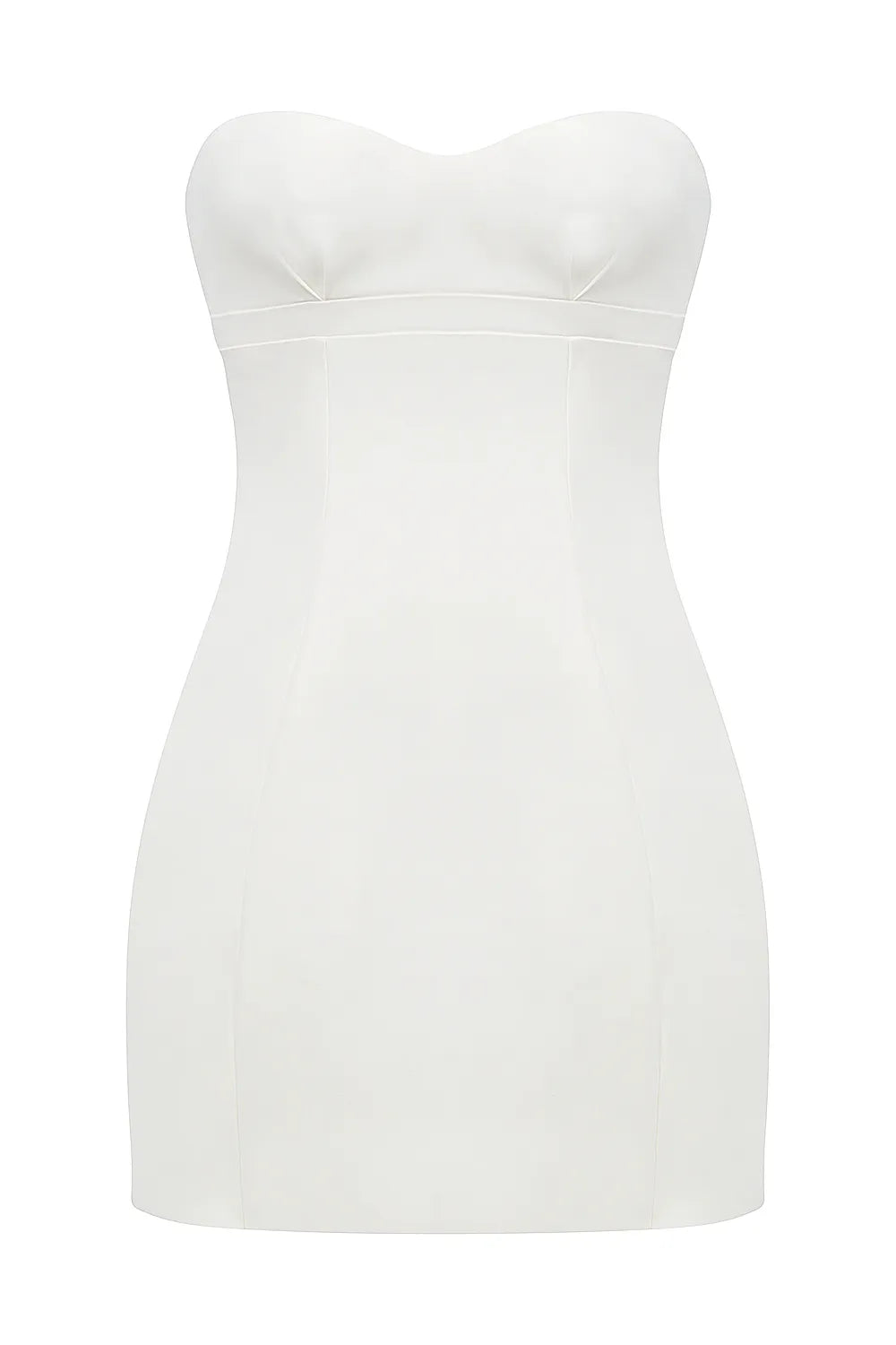 Mimi White Strapless Twill Mini Dress