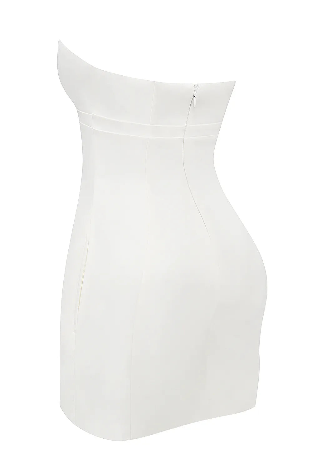 Mimi White Strapless Twill Mini Dress