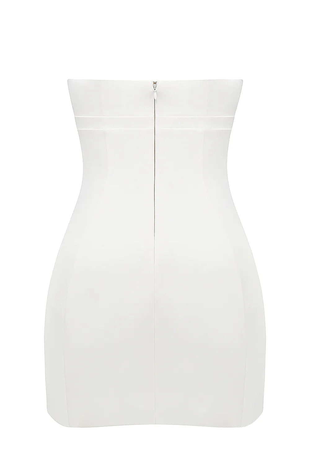 Mimi White Strapless Twill Mini Dress