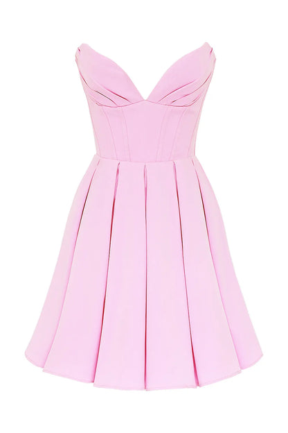Mar Cotton Candy Twill Strapless Mini Dress