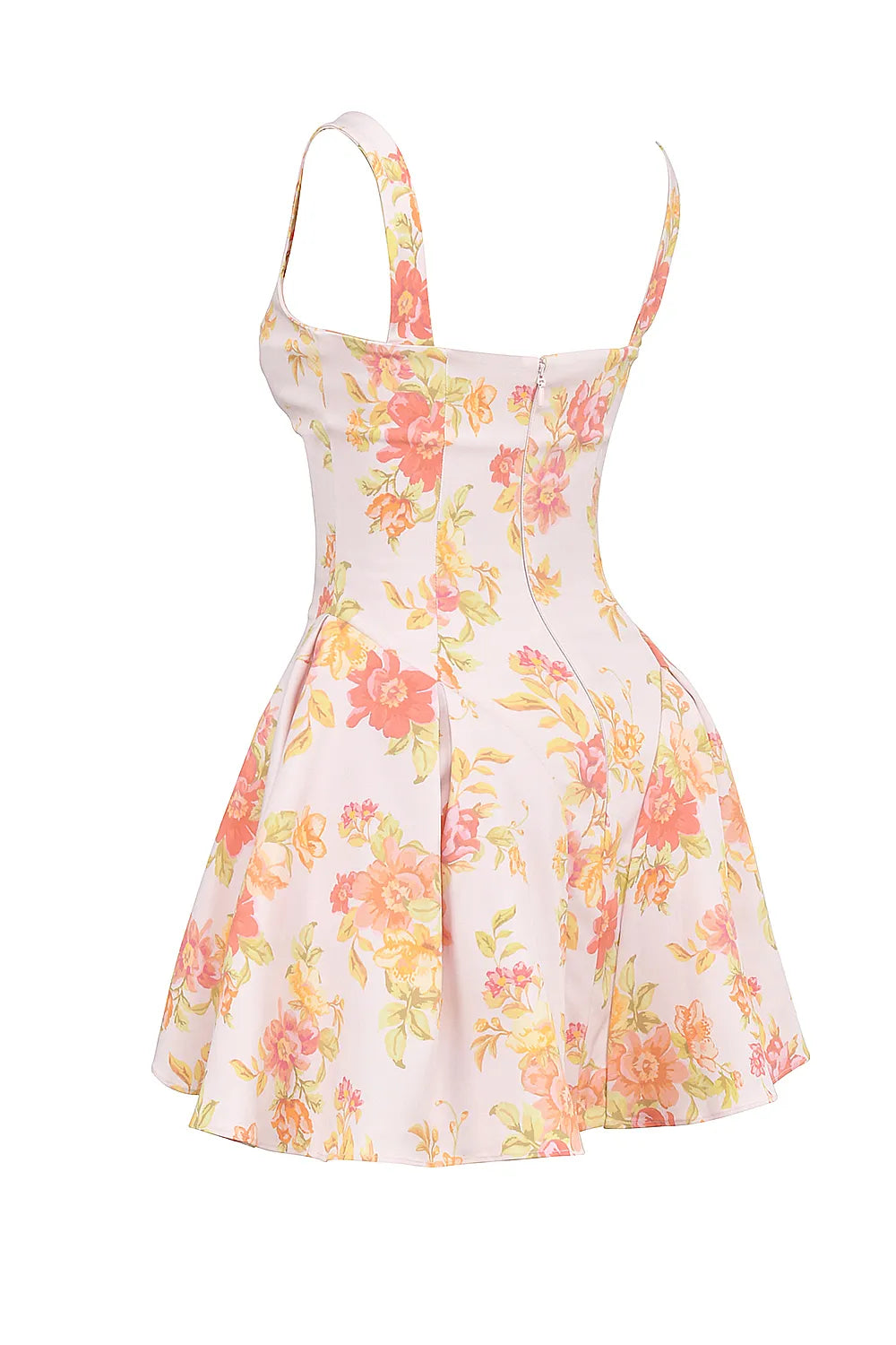 Bunny Peach Poppy Print Twill Mini Dress