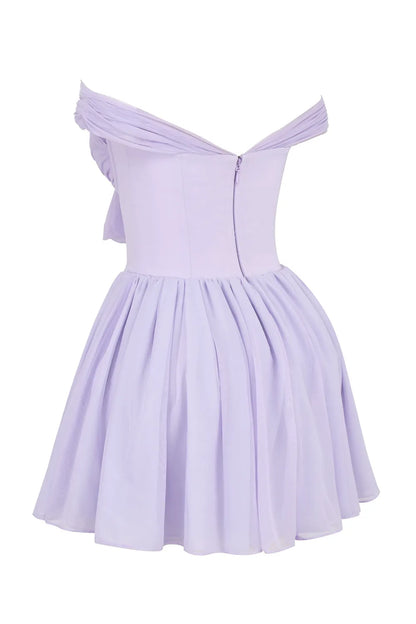 Soleil Orchid Off Shoulder Mini Dress