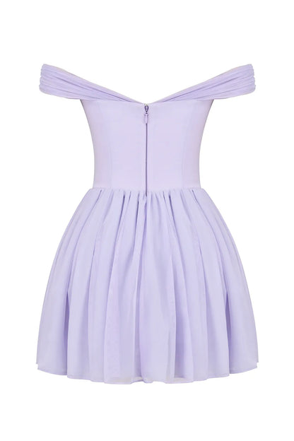 Soleil Orchid Off Shoulder Mini Dress