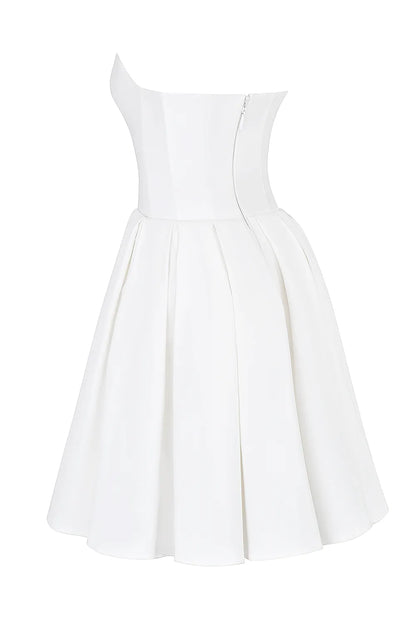 Emmanuela White Strapless Pleated Mini Dress