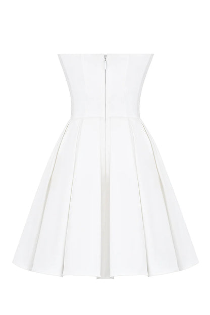 Emmanuela White Strapless Pleated Mini Dress