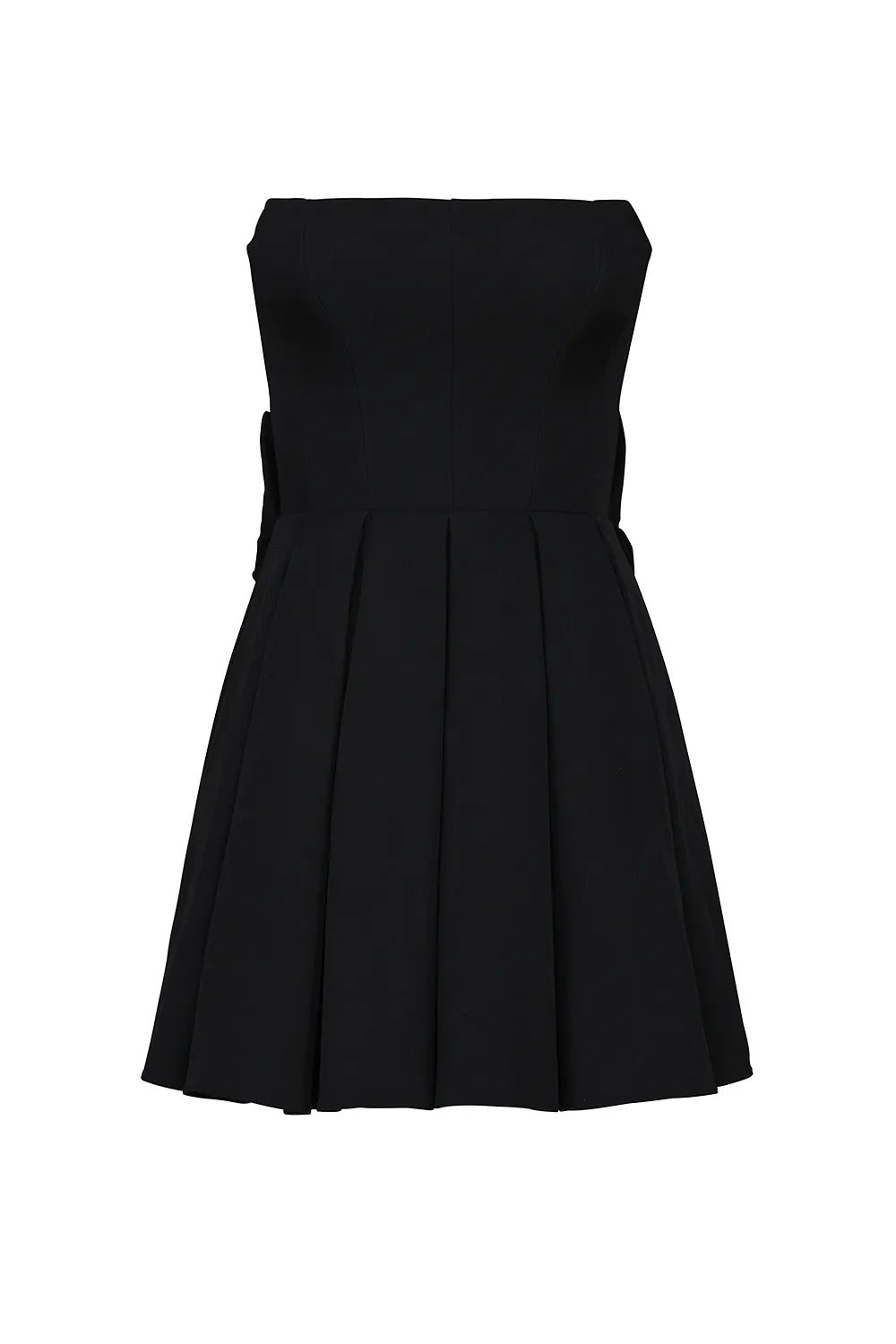 Emmanuela Black Strapless Detachable Bow Mini Dress
