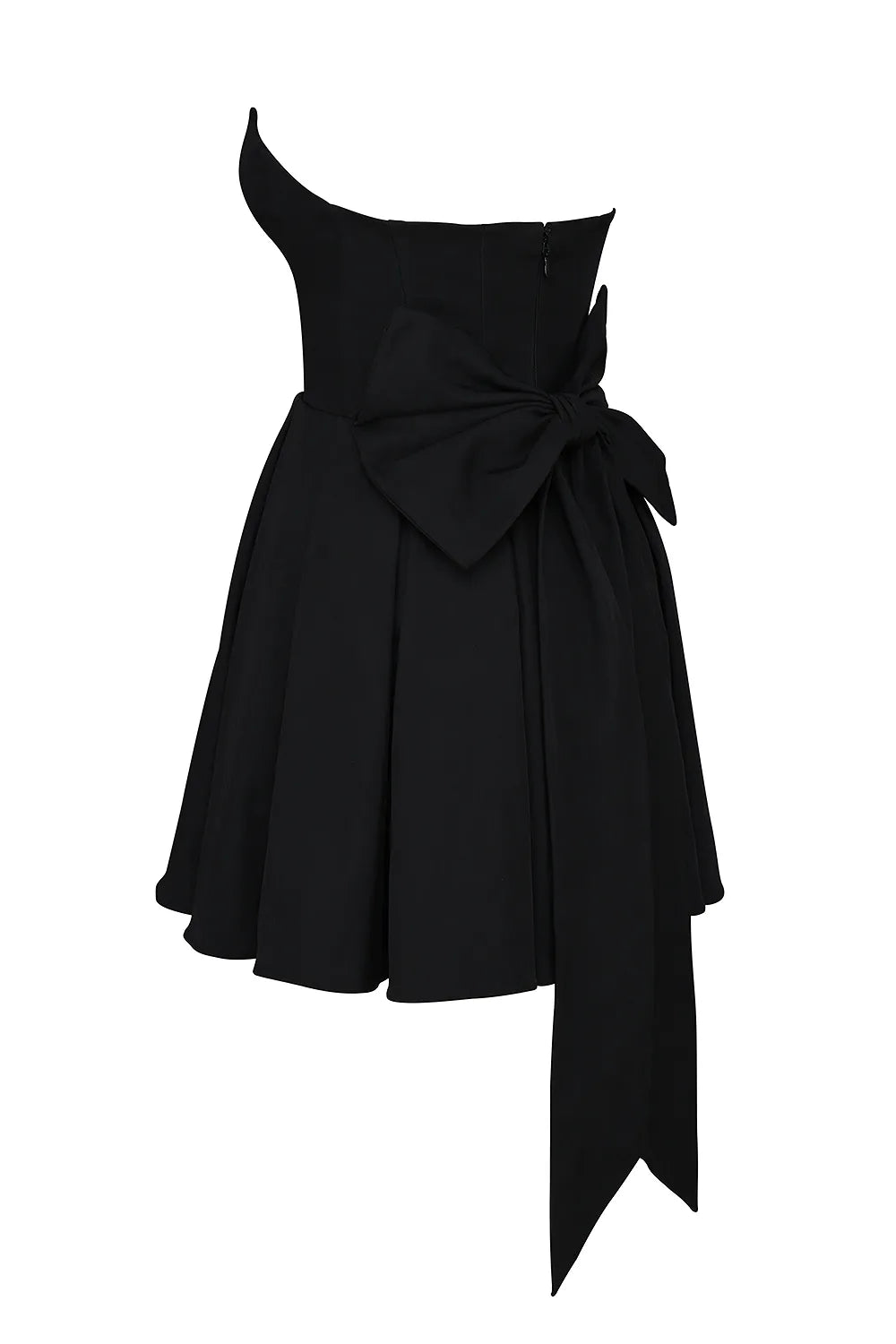 Emmanuela Black Strapless Detachable Bow Mini Dress