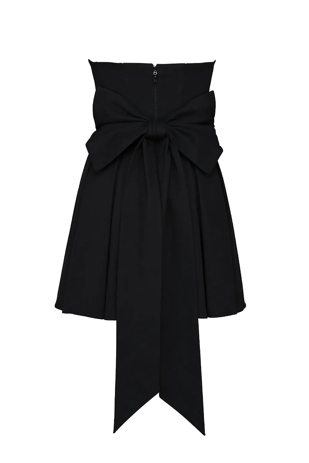Emmanuela Black Strapless Detachable Bow Mini Dress