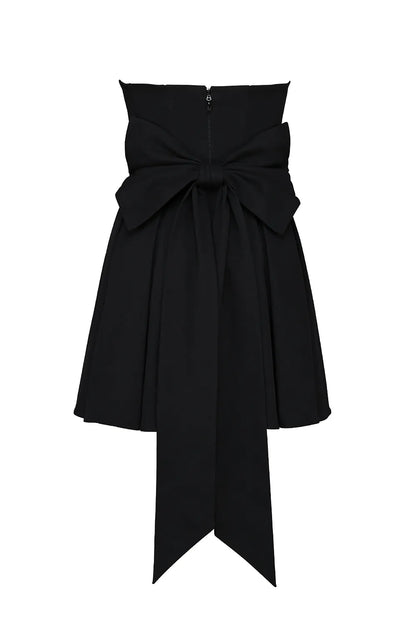 Emmanuela Black Strapless Detachable Bow Mini Dress