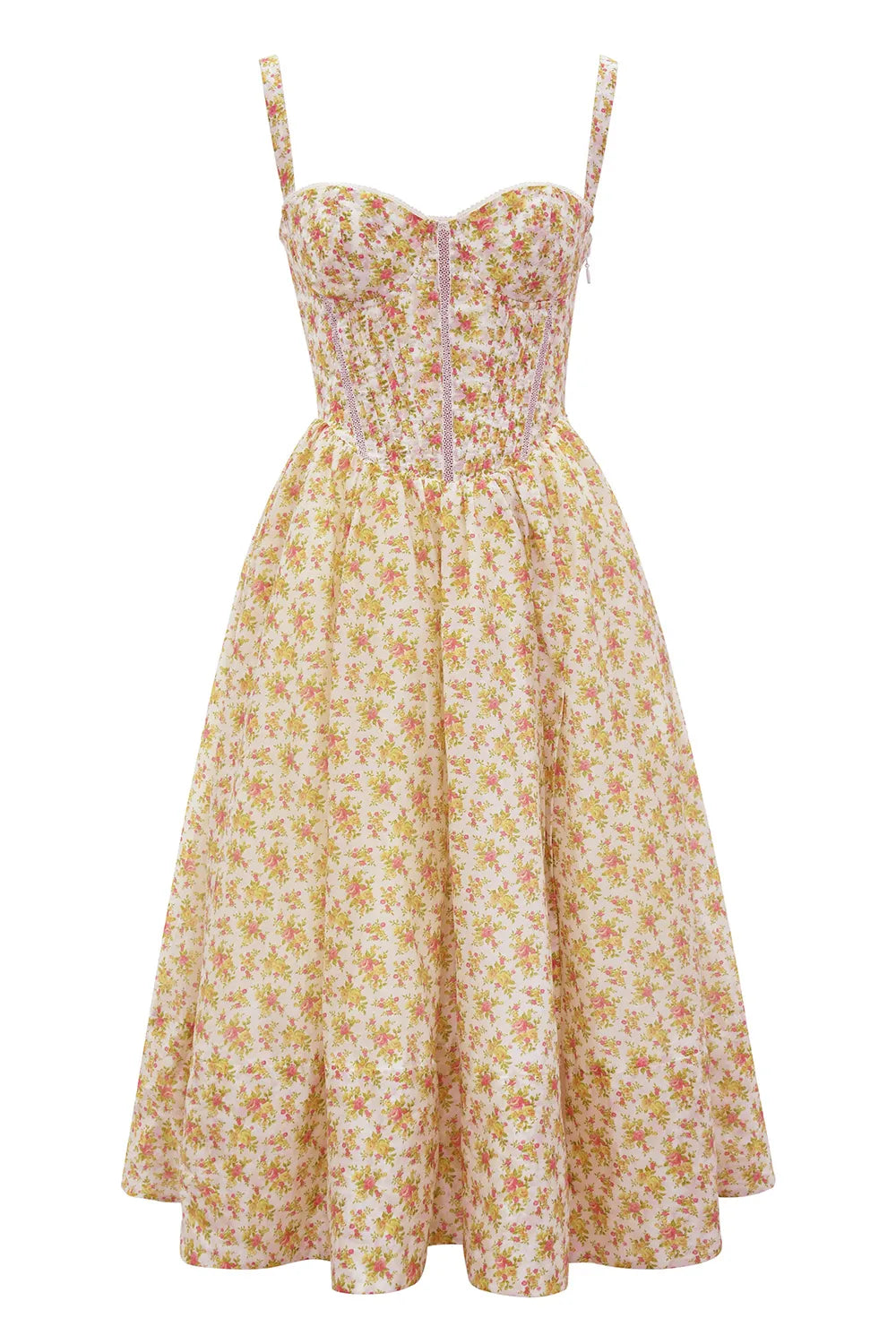 Kelly Royal Rose Print Corset Midi Sundress