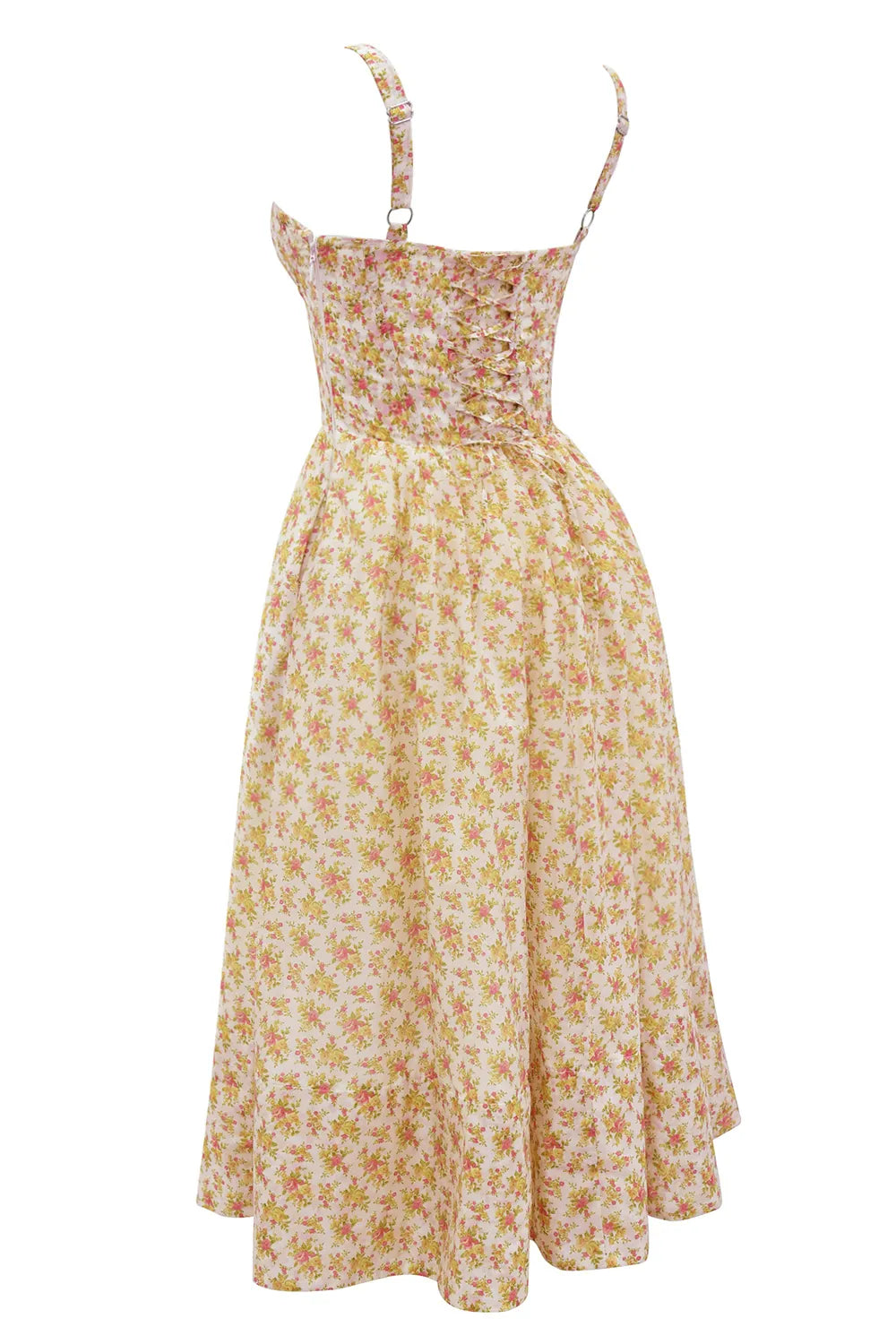 Kelly Royal Rose Print Corset Midi Sundress