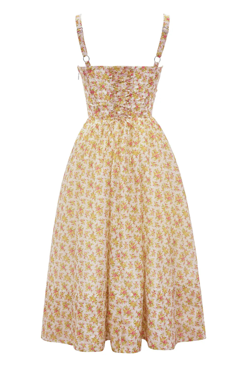 Kelly Royal Rose Print Corset Midi Sundress