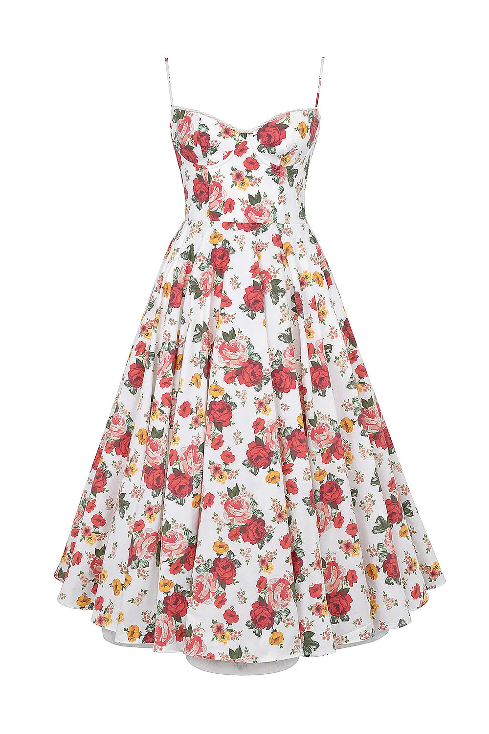 Mademoiselle Italian Rose Print Tulle Midi Dress