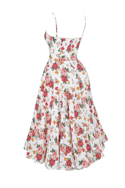 Mademoiselle Italian Rose Print Tulle Midi Dress