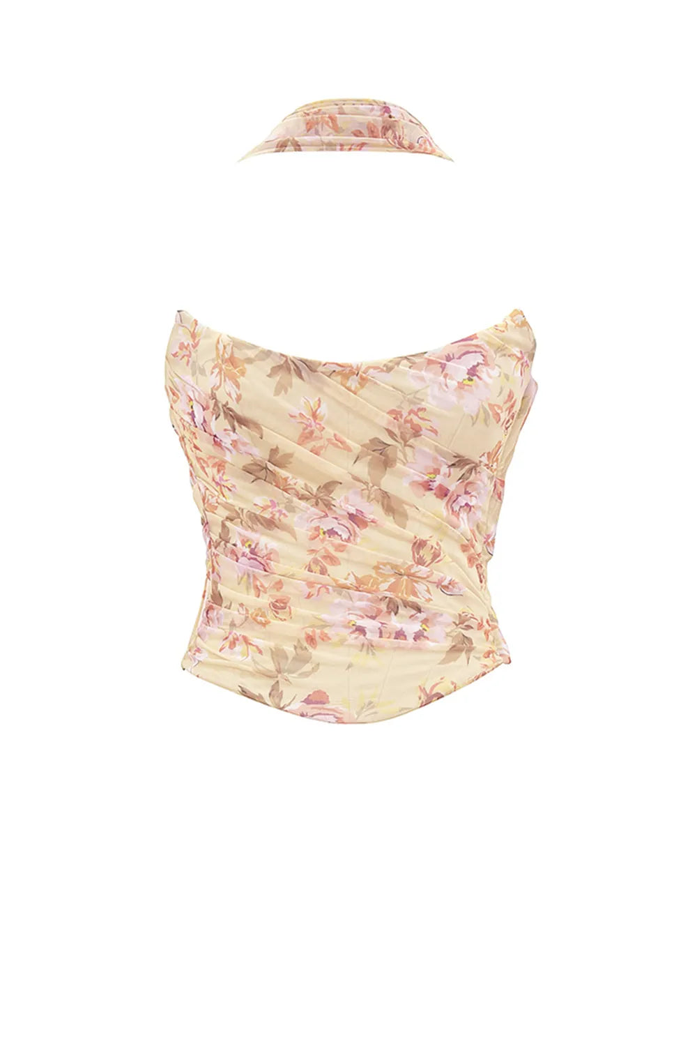 Hallie Honeyflower Print Strapless Corset With Neck Scarf