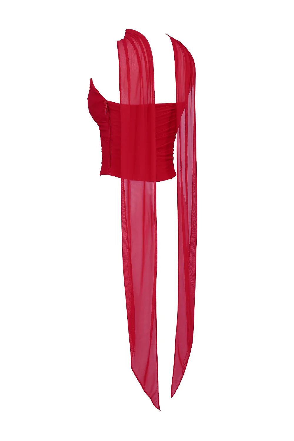 Hallie Holly Red Strapless Corset Top with Detachable Neck Scarf