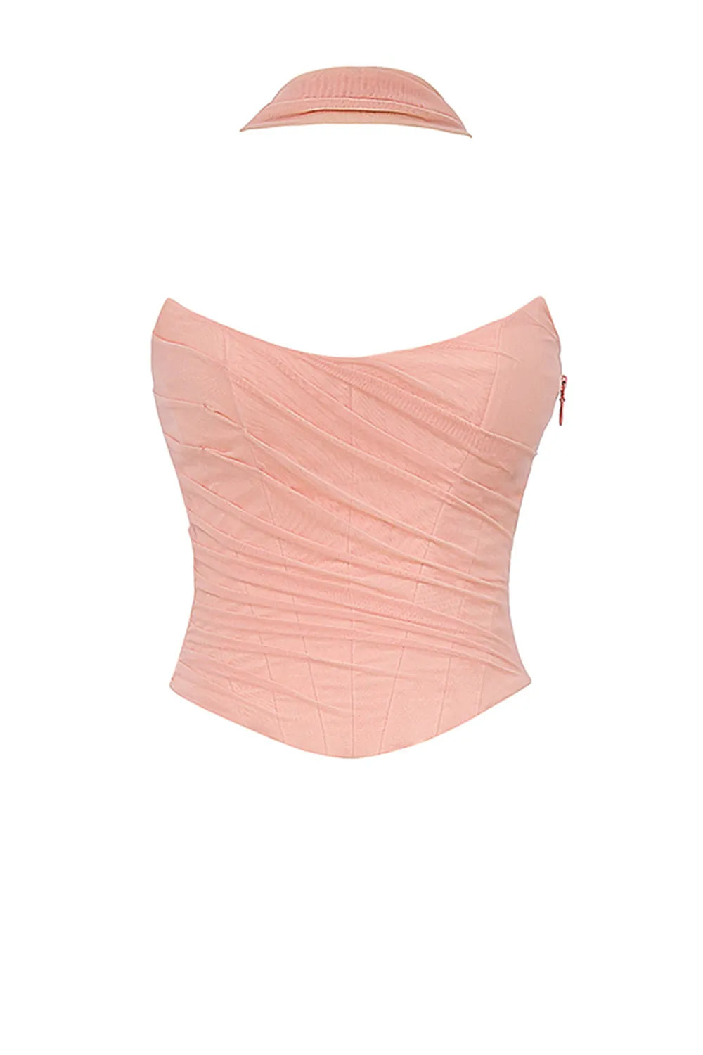 Hallie Peach Strapless Corset With Neck Scarf