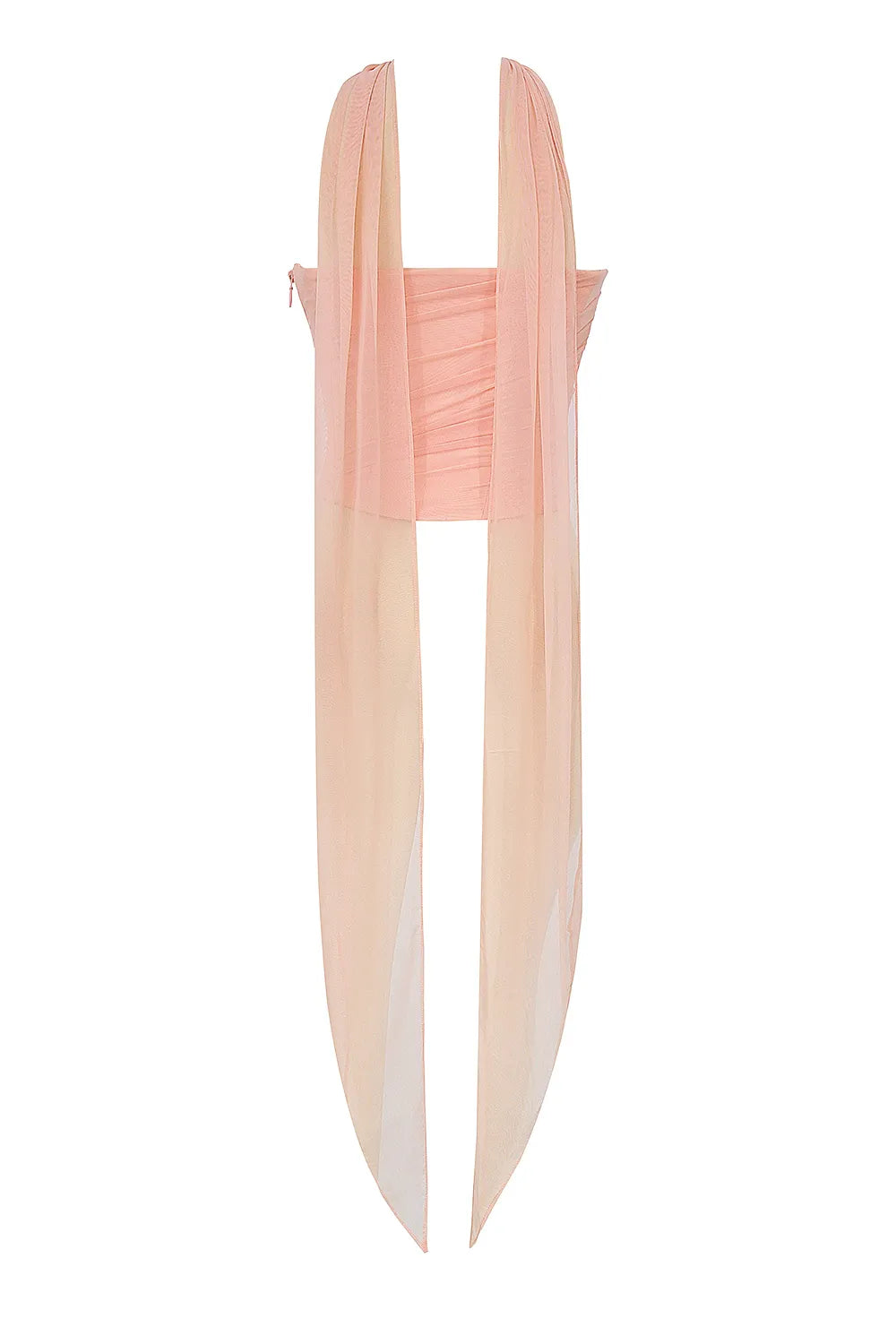 Hallie Peach Strapless Corset With Neck Scarf