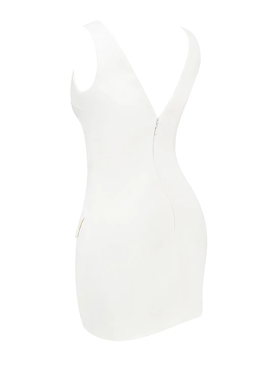 Olympia White Plunge Mini Dress