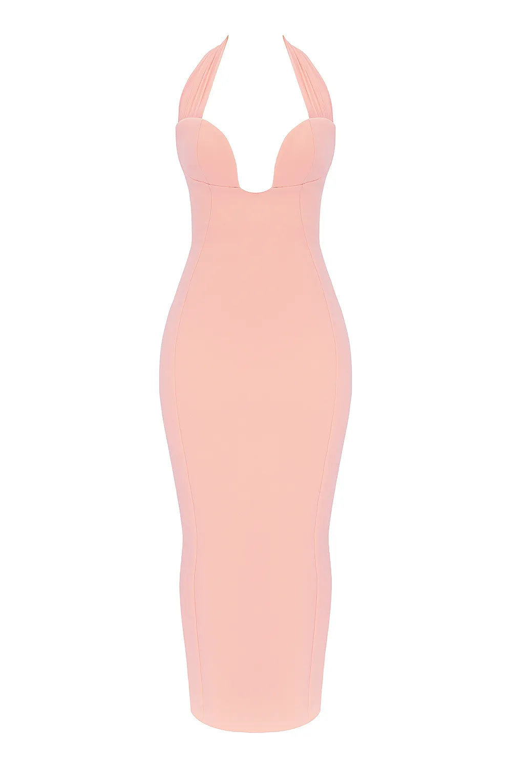 Gianina Sorbet Crepe Halter Maxi Dress
