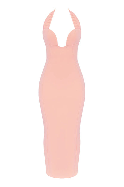 Gianina Sorbet Crepe Halter Maxi Dress