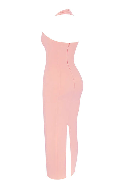 Gianina Sorbet Crepe Halter Maxi Dress