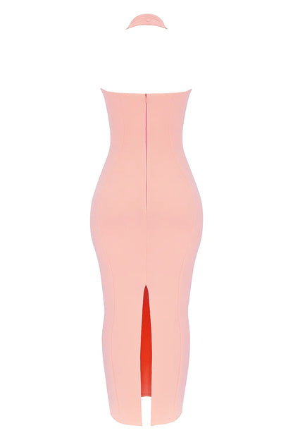 Gianina Sorbet Crepe Halter Maxi Dress