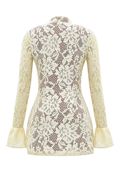 Brianna Buttermilk Keyhole Lace Mini Dress