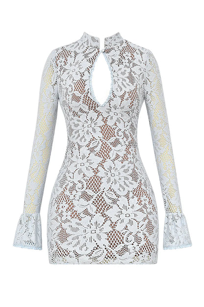 Brianna Bluebell Keyhole Lace Mini Dress